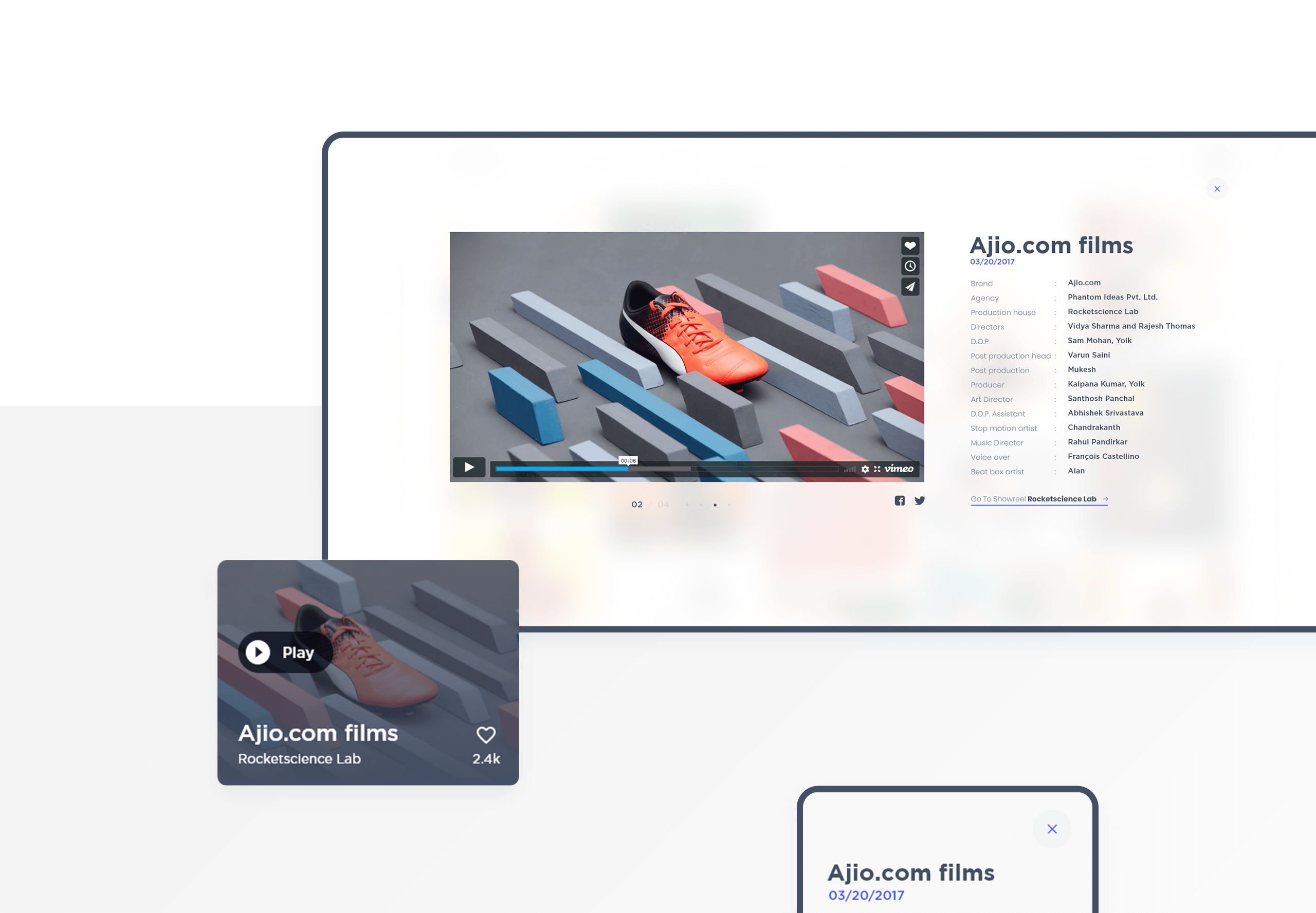Minifolio for a customized community Anetu Progressive Web App - Mobile Tablet Responsive view
